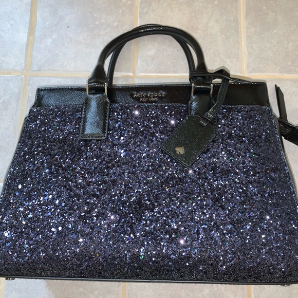 KATE SPADE CAMERON MEDIUM SATCHEL NAVY GLITTER - Picture 3 of 8